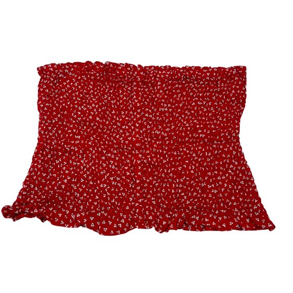 Style Envy Red Floral Smocked Tube Crop Top Womens L Rayon - Picture 5 of 5